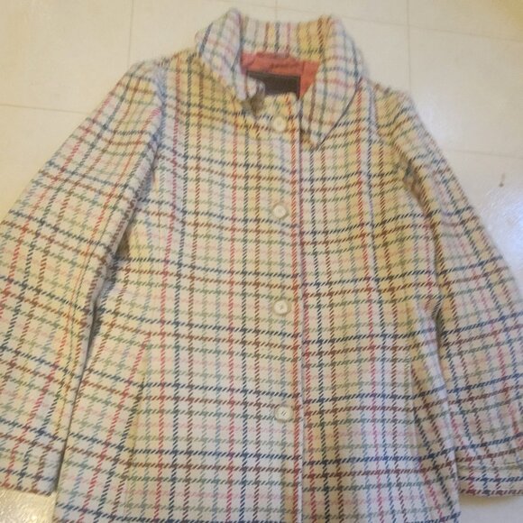 Coach Plaid Tweed Wool Coat Jacket Multicolored Women's size Large (L) - Picture 6 of 16